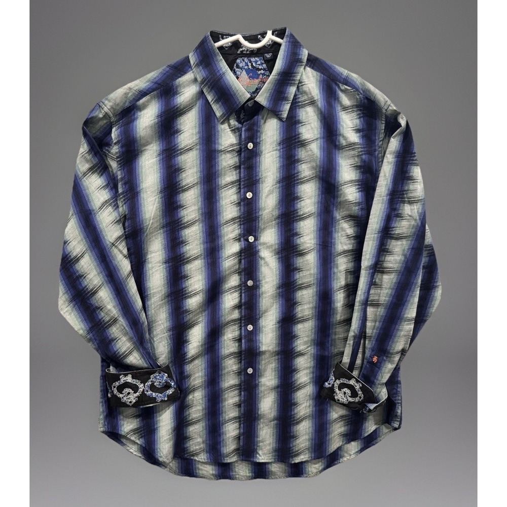 Robert Graham Button Down Mens 2XL Multicolor Striped Flip Cuff Cotton Shirt